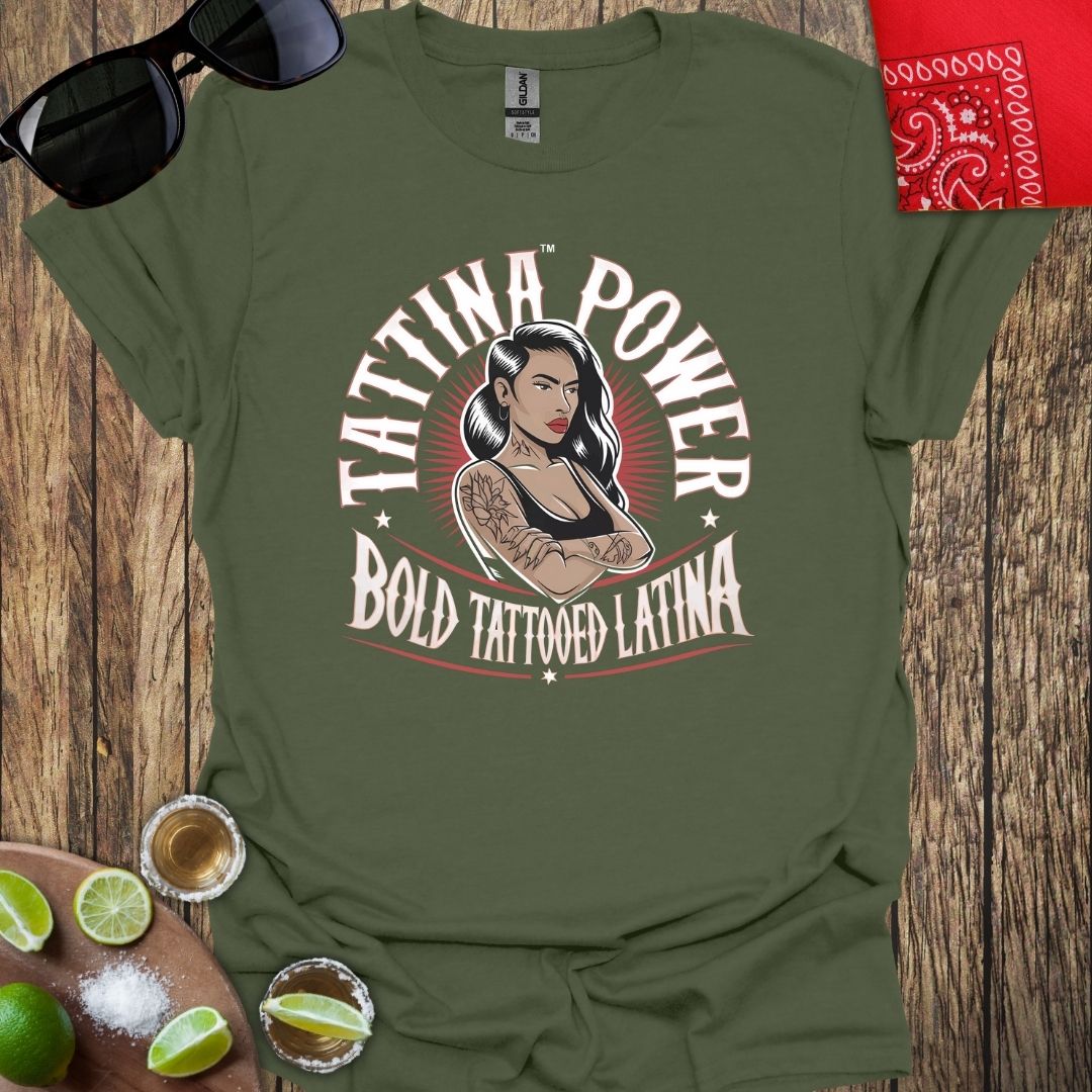TATTINA™ Power - Bold Tattooed Latina - Girl with Arms Crossed T-shirt - More Colors Available