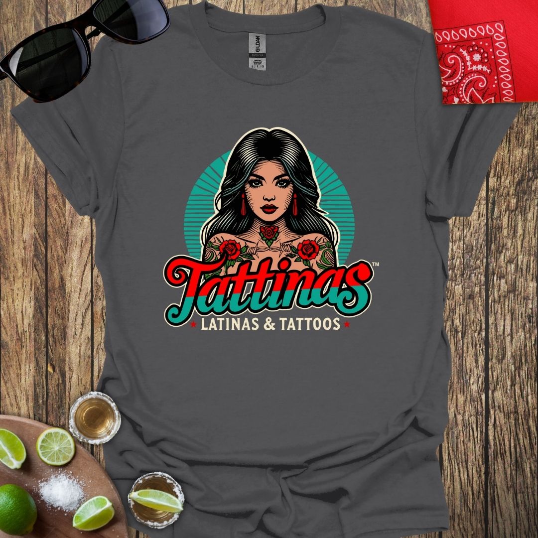TATTINAS™ Latinas & Tattoos - Glamorous Latina Vibe T-Shirt (Light Print) More Colors Available