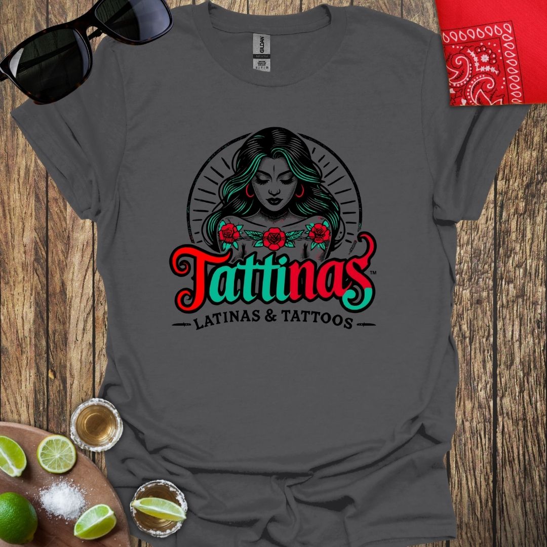 TATTINAS™ Latinas & Tattoos - Glamorous Latina Looking Down T-Shirt - More Colors Available