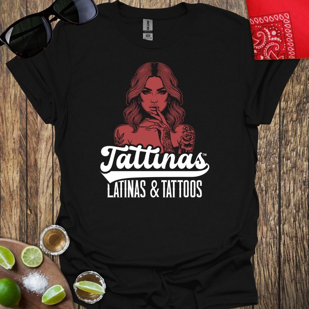 TATTINAS™ Latinas & Tattoos - Shade of Red Classic Portrait T-shirt - More Colors Available