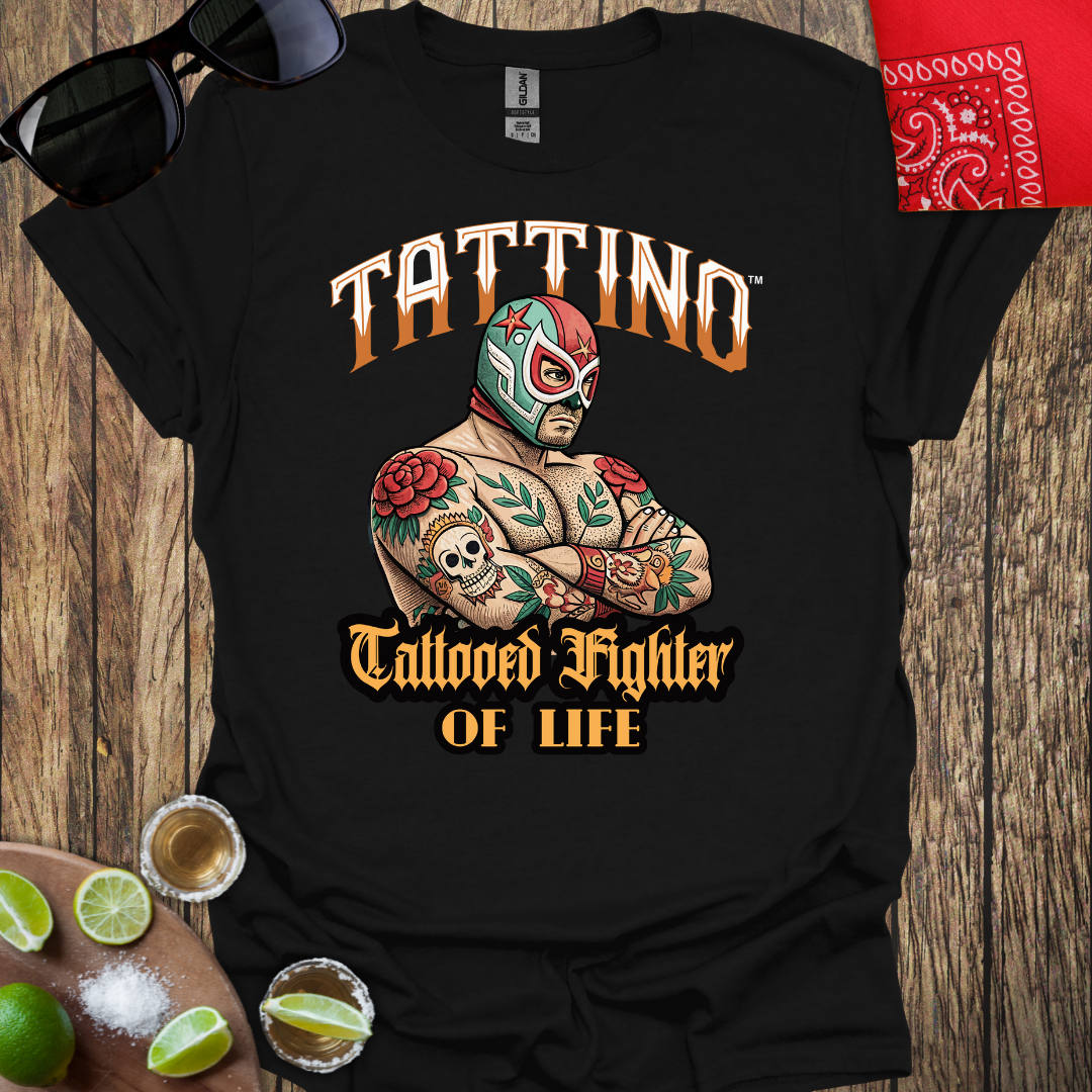 TATTINO™ - The Tattooed Fighter of Life - Black T-Shirt