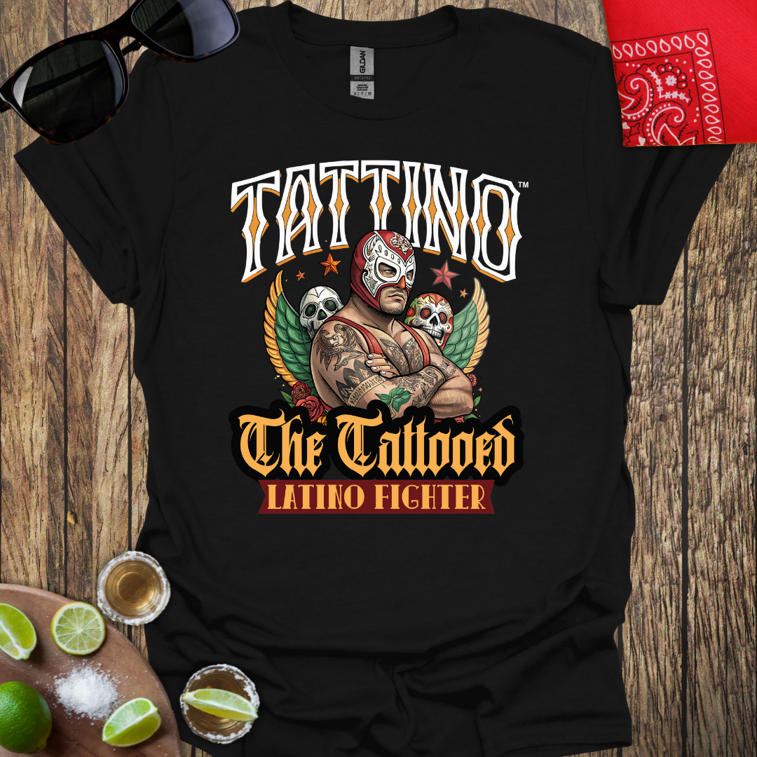 TATTINO™ - The Tattooed Latino Fighter - Black T-Shirt