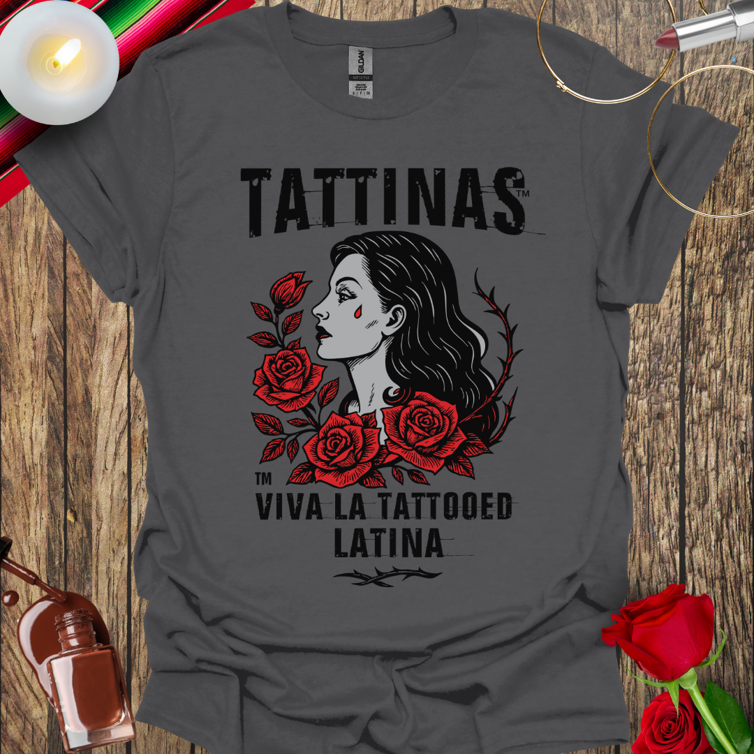 TATTINAS™ La Rosa Teardrop T-Shirt (Dark Print) More Colors Available
