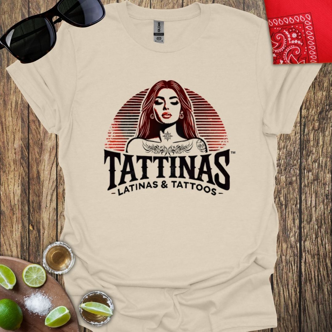 TATTINAS™ Latinas & Tattoos - Classic Portrait Minimalist Design T-shirt (Dark Print) More Colors Available