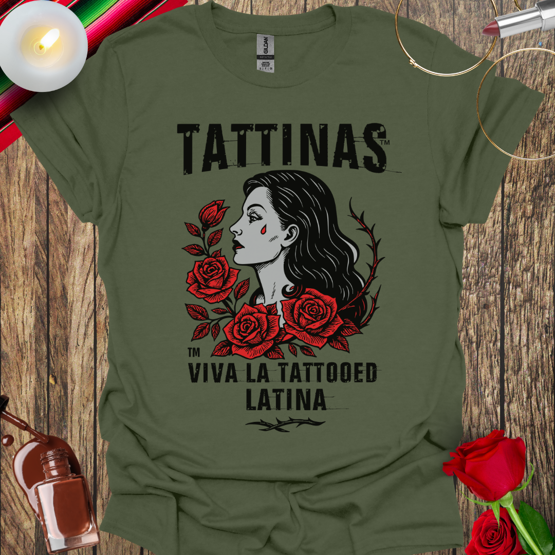 TATTINAS™ La Rosa Teardrop T-Shirt (Dark Print) More Colors Available