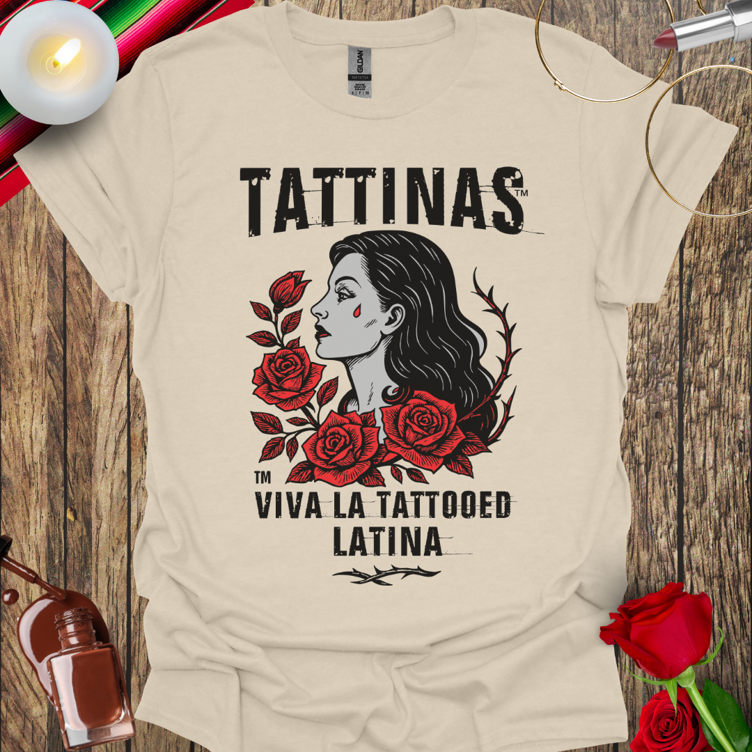 TATTINAS™ La Rosa Teardrop T-Shirt (Dark Print) More Colors Available