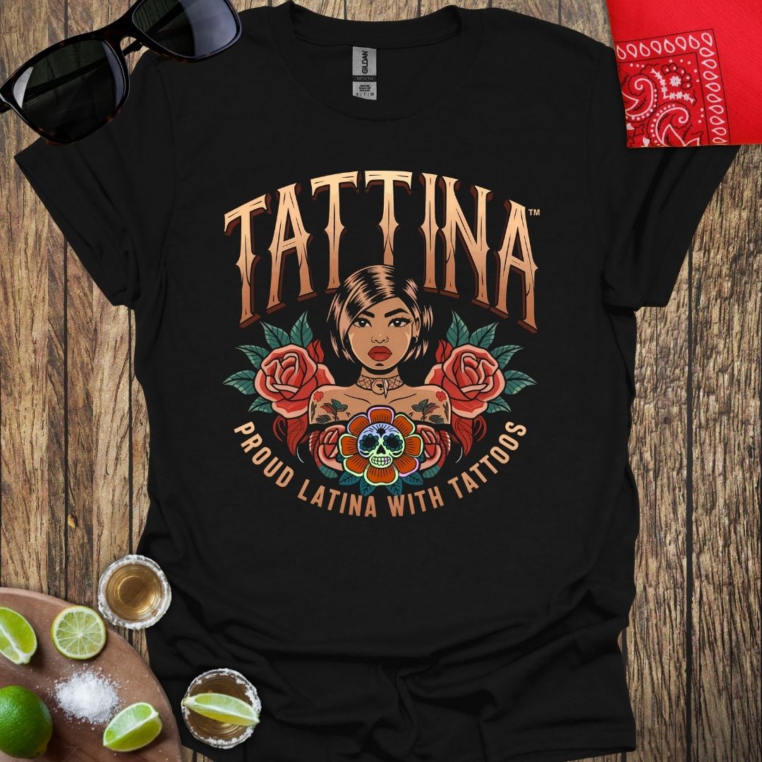TATTINA™ Proud Latina with Tattoos - Black T-shirt