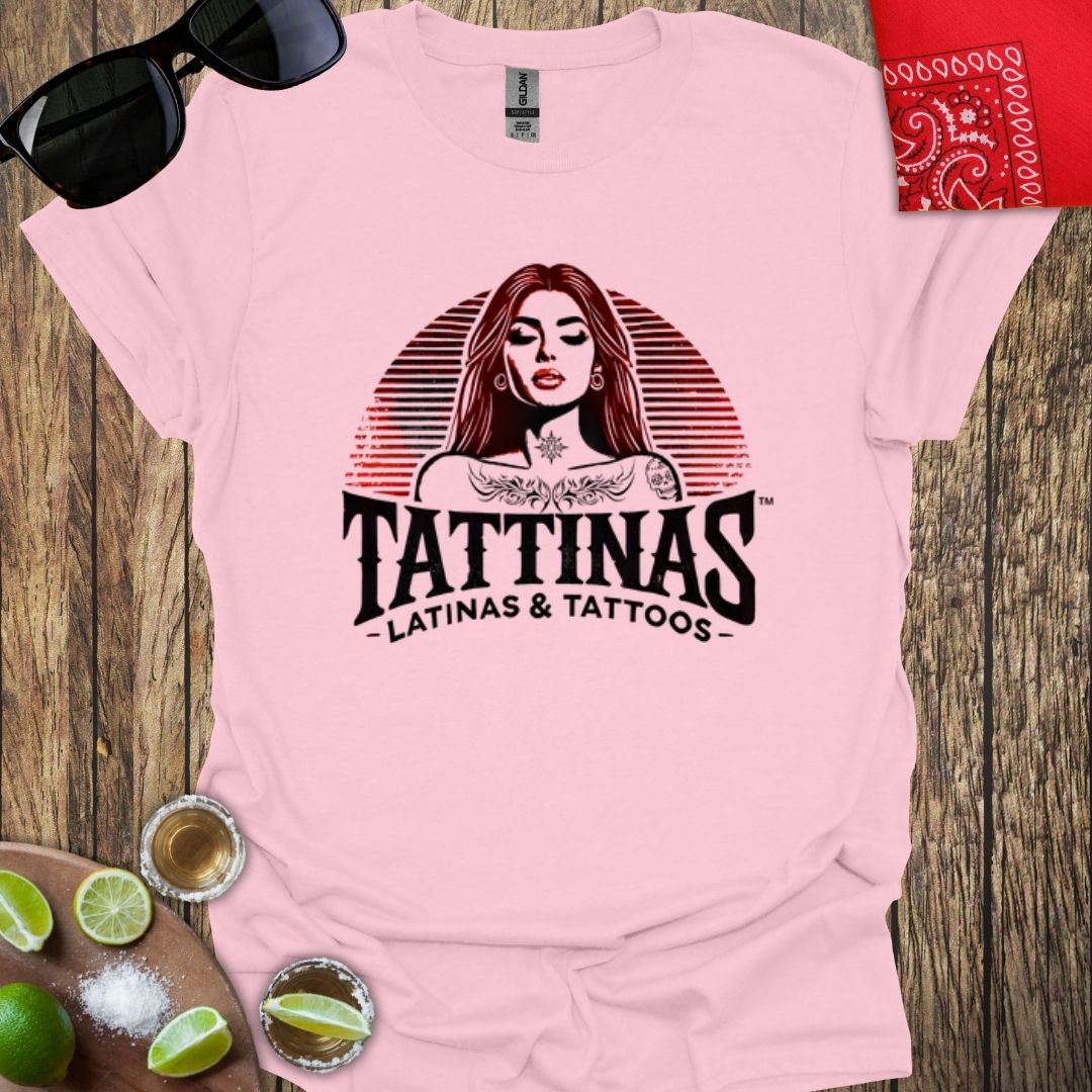 TATTINAS™ Latinas & Tattoos - Classic Portrait Minimalist Design T-shirt (Dark Print) More Colors Available