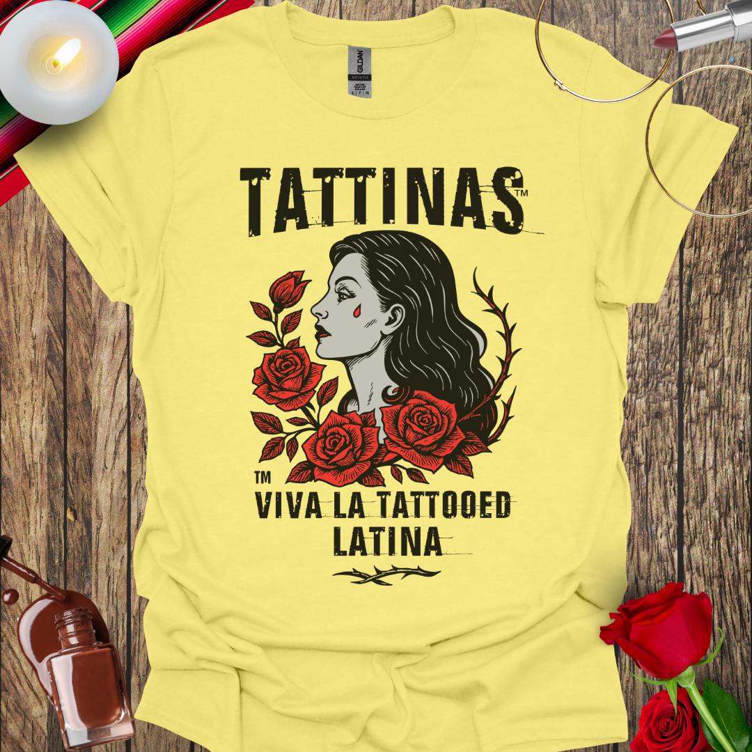 TATTINAS™ La Rosa Teardrop T-Shirt (Dark Print) More Colors Available
