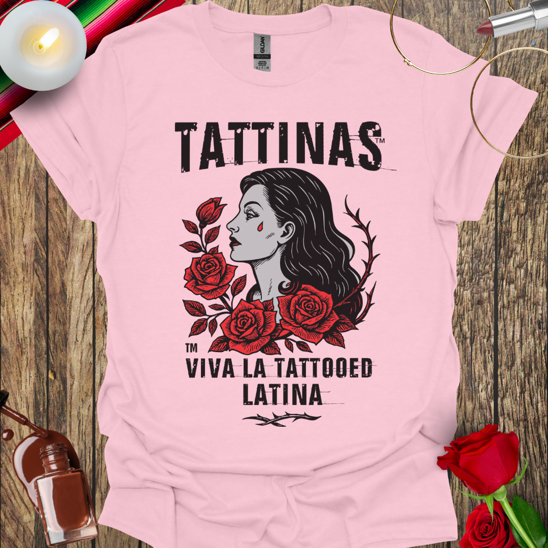 TATTINAS™ La Rosa Teardrop T-Shirt (Dark Print) More Colors Available