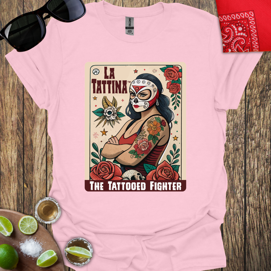 La TATTINA™ The Tattooed Fighter Loteria Card Style T-Shirt - More Colors Available