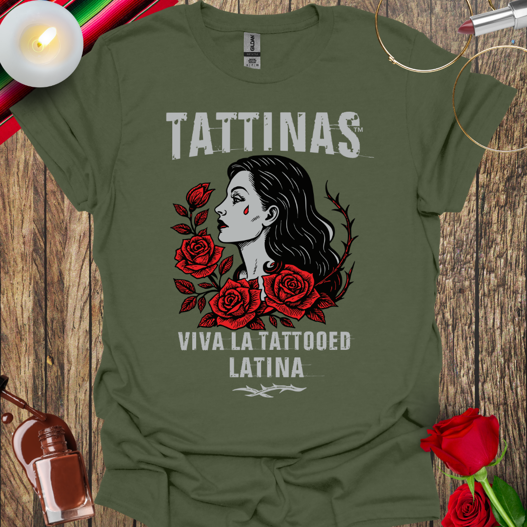 TATTINAS™ La Rosa Teardrop T-Shirt (Light Print) More Colors Available