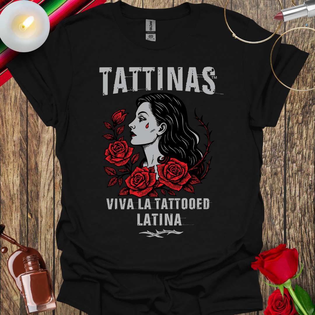 TATTINAS™ La Rosa Teardrop T-Shirt (Light Print) More Colors Available