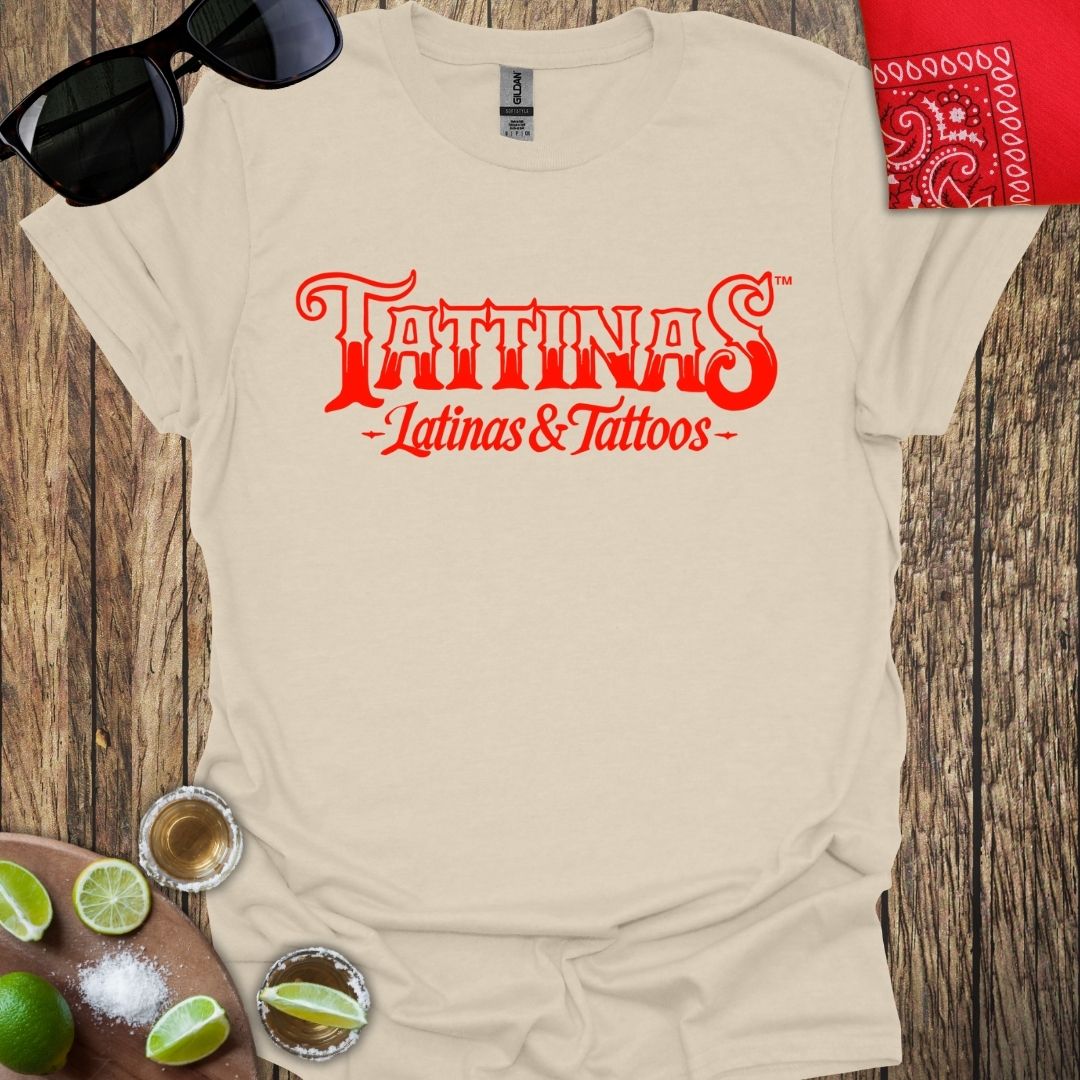 TATTINAS™ Latinas & Tattoos - Red Logo T-Shirt - More Colors Available (FB ads only)