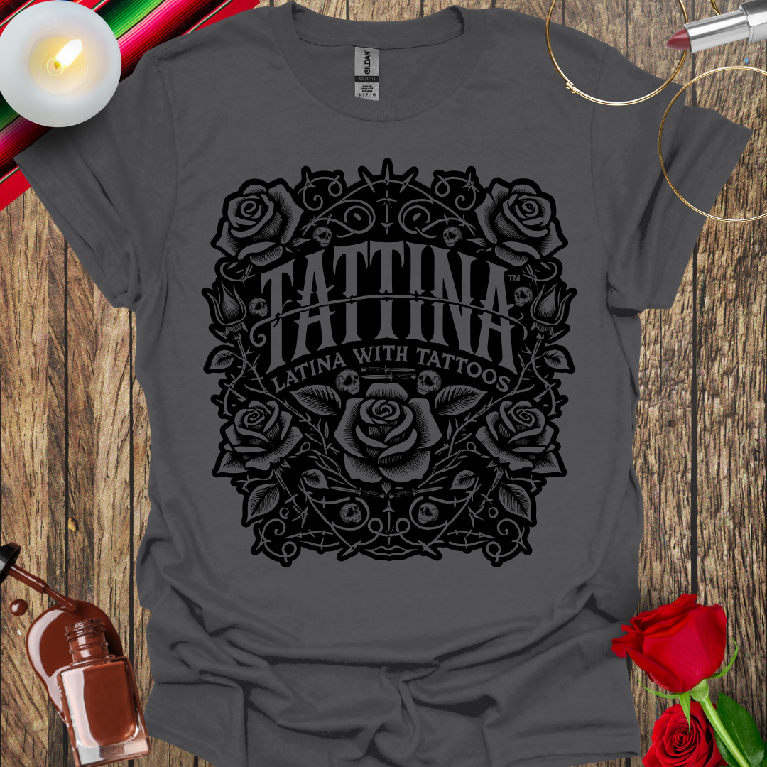 TATTINA™ Latina with Tattoos - Roses and Thorns T-Shirt (Dark Print) More Colors Available