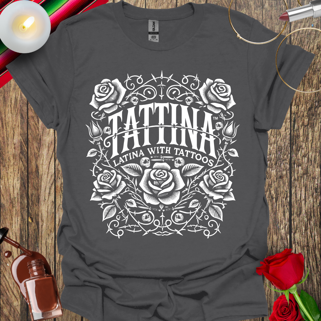 TATTINA™ Latina with Tattoos - Rose and Thorns T-Shirt (Light Print) More Colors Available