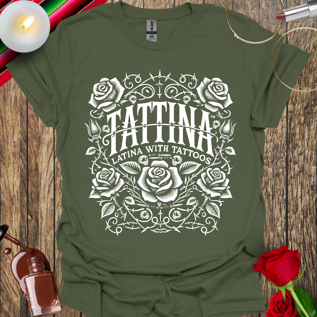 TATTINA™ Latina with Tattoos - Rose and Thorns T-Shirt (Light Print) More Colors Available