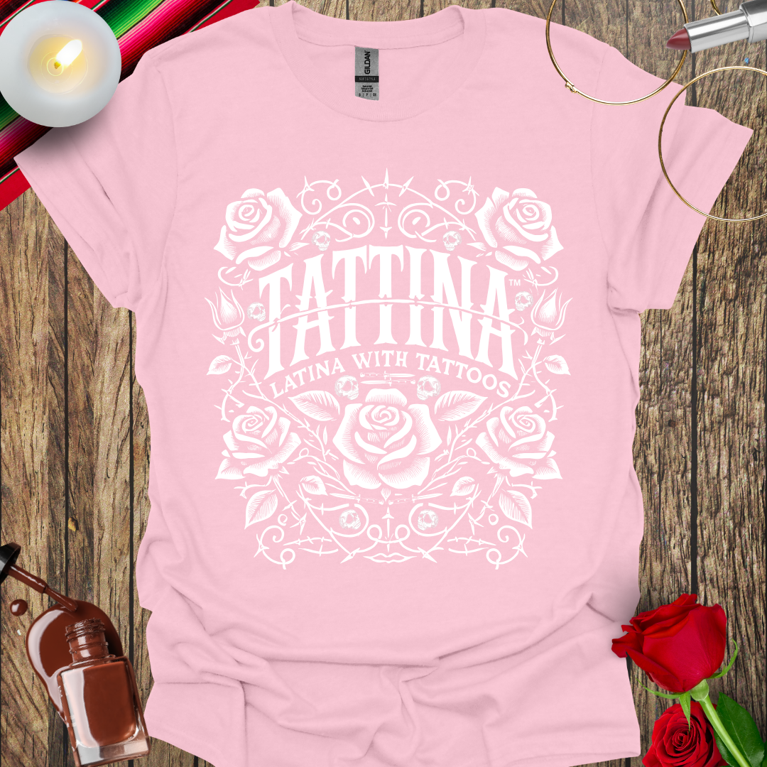 TATTINA™ Latina with Tattoos - Rose and Thorns T-Shirt (Light Print) More Colors Available
