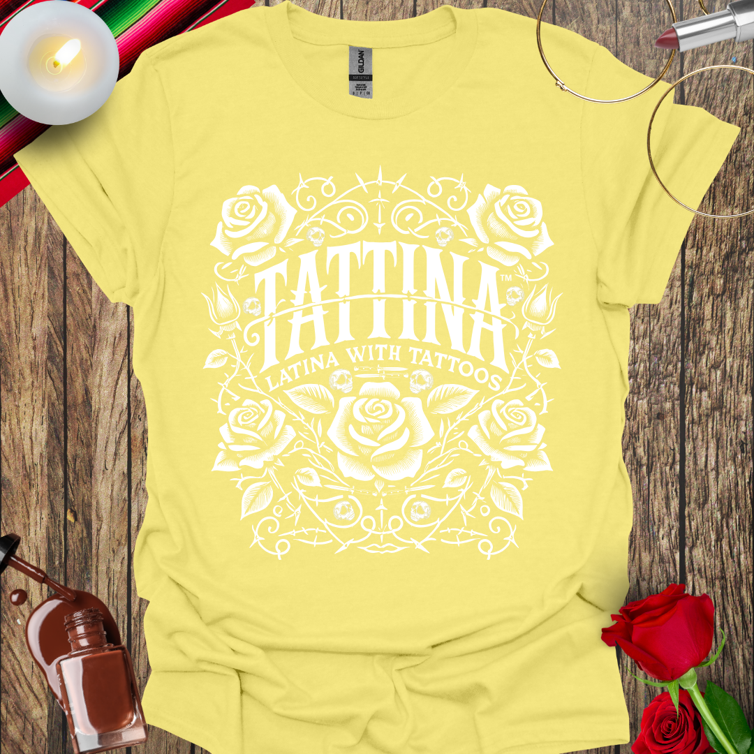 TATTINA™ Latina with Tattoos - Rose and Thorns T-Shirt (Light Print) More Colors Available