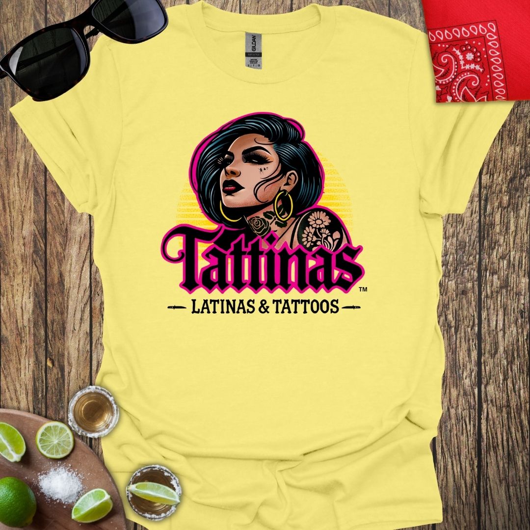 TATTINAS™ Latinas & Tattoos - Classic Chola Portrait T-shirt (Purple Outline) More Colors Available