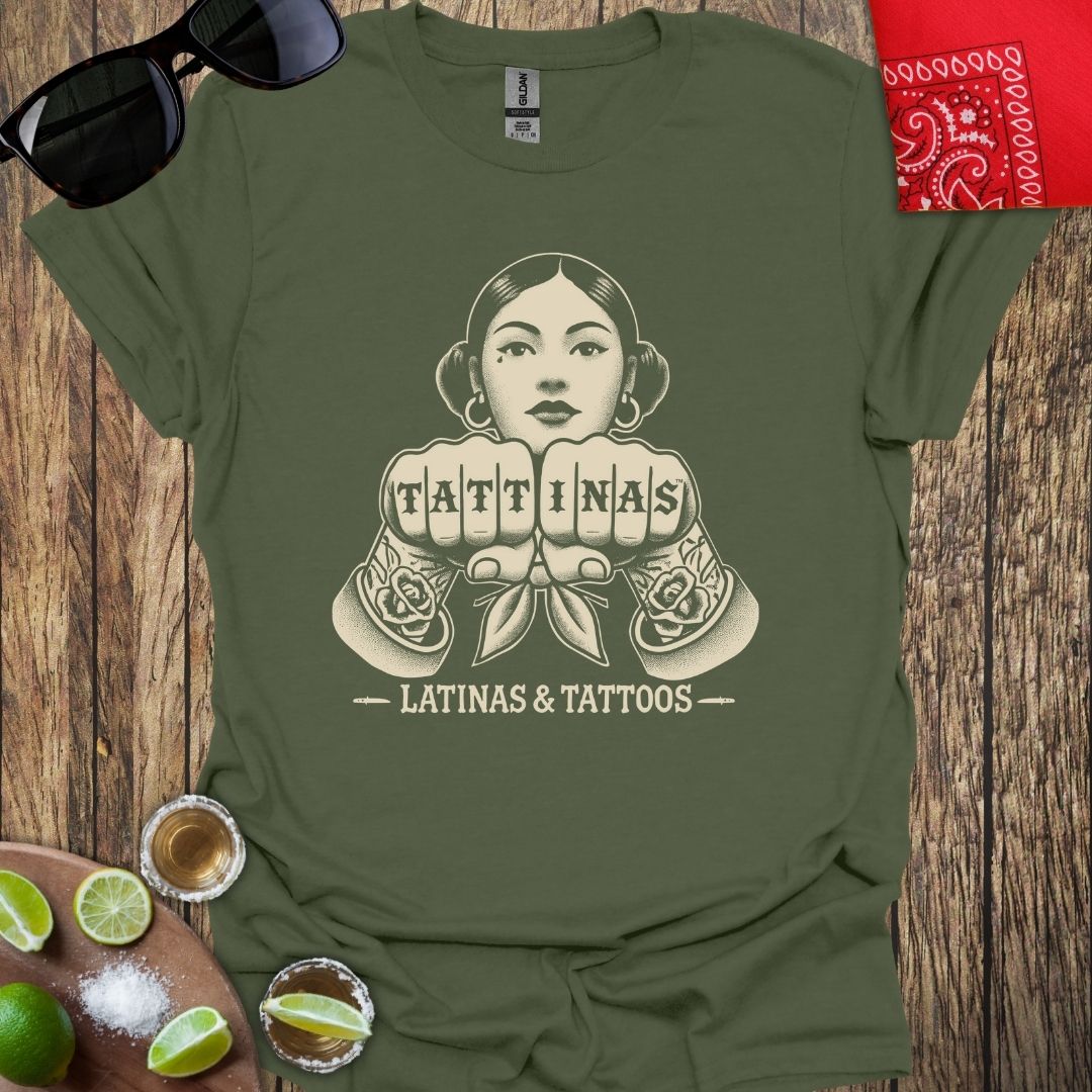 TATTINAS™ Latinas & Tattoos - Knuckle T-Shirt (Light Print) More Colors Available