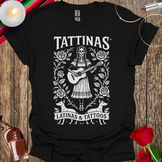TATTINAS™ La Catrina Guitarista T-Shirt (Light Print) More Colors Available