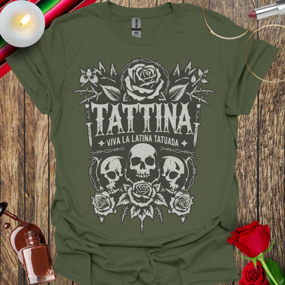 TATTINA™ Viva La Latina Tatuada – Skulls, Roses & Daggers T-Shirt (Light Print) More Colors Available