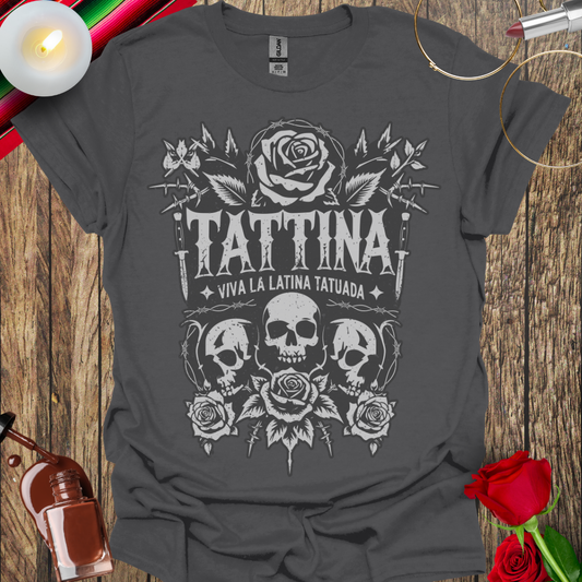 TATTINA™ Viva La Latina Tatuada – Skulls, Roses & Daggers T-Shirt (Light Print) More Colors Available