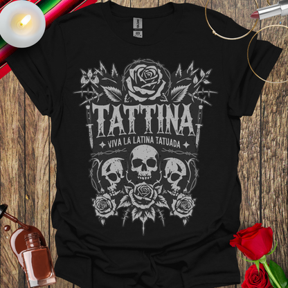 TATTINA™ Viva La Latina Tatuada – Skulls, Roses & Daggers T-Shirt (Light Print) More Colors Available