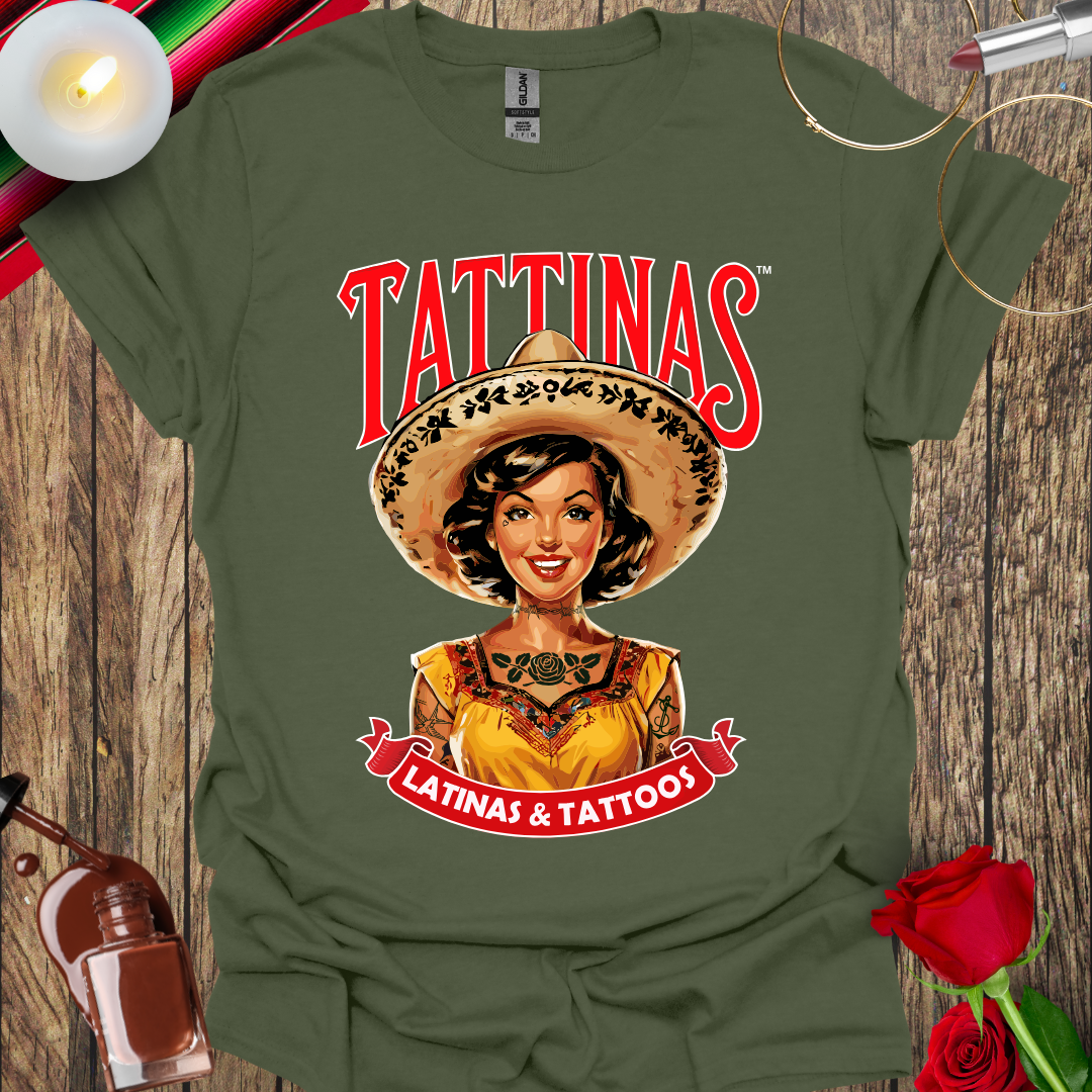 TATTINAS™ Latinas & Tattoos - Parody T-shirt (White Outline) More Colors Available