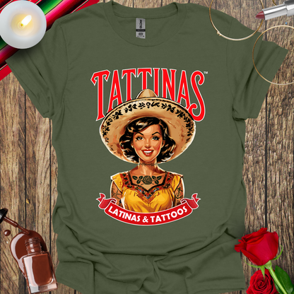TATTINAS™ Latinas & Tattoos - Parody T-shirt (White Outline) More Colors Available