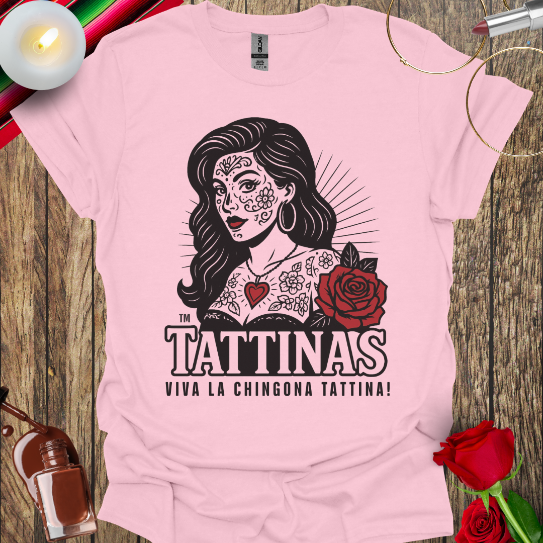 TATTINAS™ Viva La Chingona Tattina – Face Tattoo Style T-Shirt (Dark Print) More Colors Available