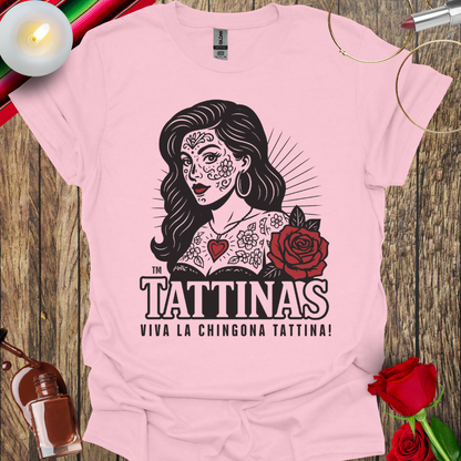 TATTINAS™ Viva La Chingona Tattina – Face Tattoo Style T-Shirt (Dark Print) More Colors Available