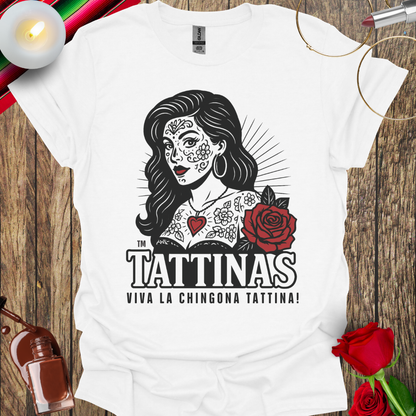 TATTINAS™ Viva La Chingona Tattina – Face Tattoo Style T-Shirt (Dark Print) More Colors Available