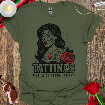 TATTINAS™ Viva La Chingona Tattina – Face Tattoo Style T-Shirt (Dark Print) More Colors Available
