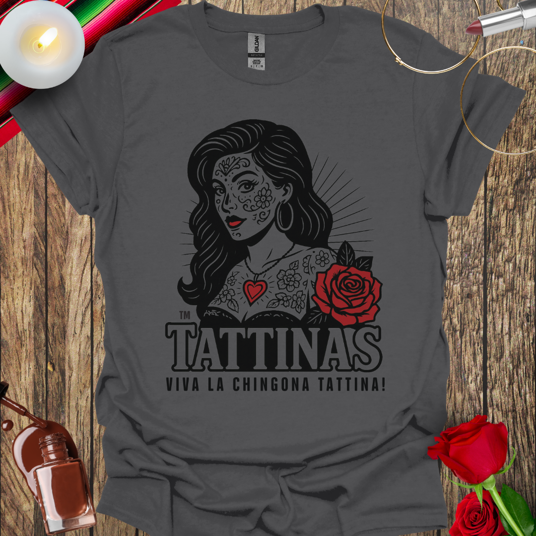 TATTINAS™ Viva La Chingona Tattina – Face Tattoo Style T-Shirt (Dark Print) More Colors Available
