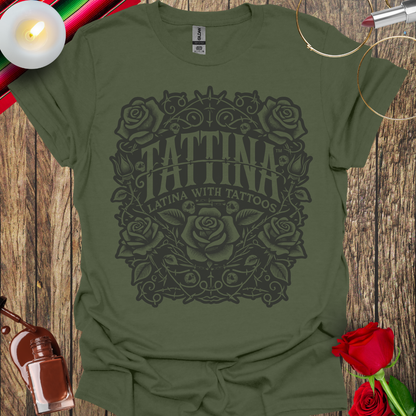 TATTINA™ Latina with Tattoos – Rose and Thorns Faded Edition T-Shirt (Dark Print) More Colors Available