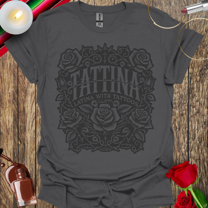 TATTINA™ Latina with Tattoos – Rose and Thorns Faded Edition T-Shirt (Dark Print) More Colors Available