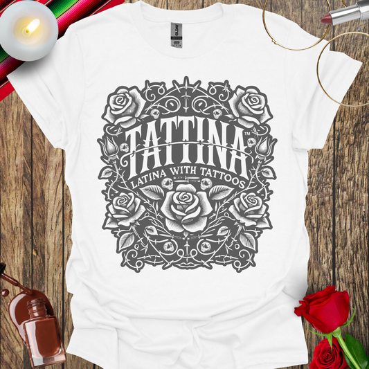 TATTINA™ Latina with Tattoos – Rose and Thorns Faded Edition T-Shirt (Dark Print) More Colors Available