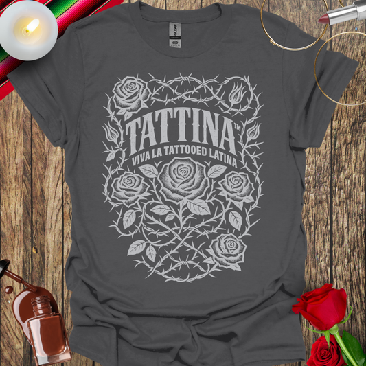 TATTINA™ Viva La Tattooed Latina – Roses & Thorns T-Shirt (Light Print) More Colors Available